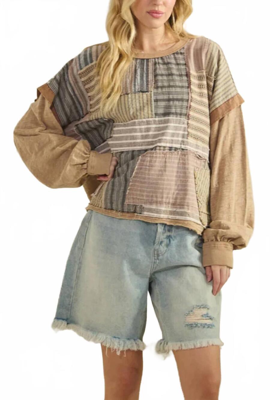 NEW OLI & HALI women's patched up and nice top in beige